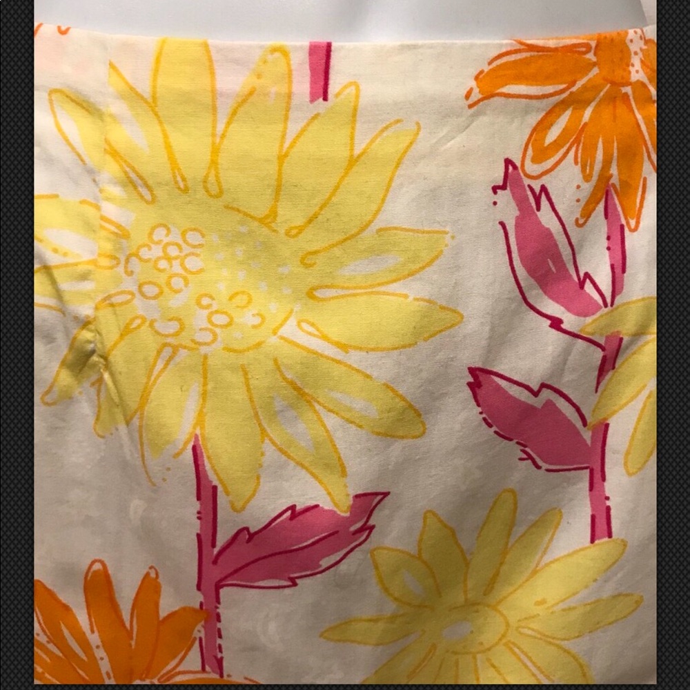 LILLY PULITZER Skirt Floral A Line Mini Yellow Orange - Picture 4 of 7
